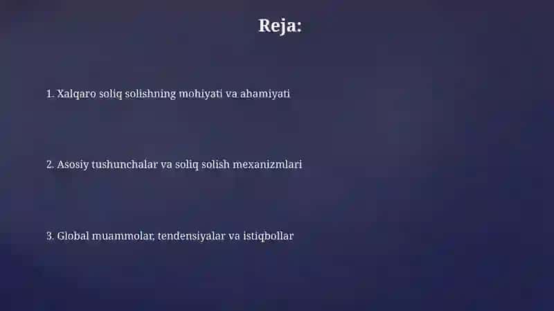 Xalqaro soliq solish 2
