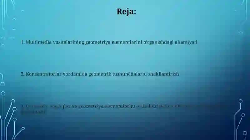 Geometriya elementlarini konsentrlar yordamida oʻrganishda multimedia vositasidan foydalanish 2