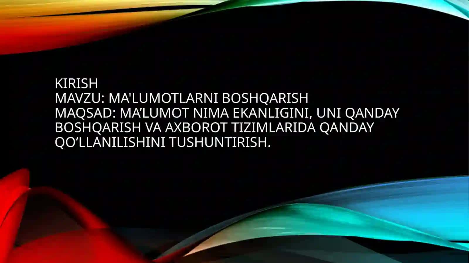 Maʼlumotlarni boshqarish 2