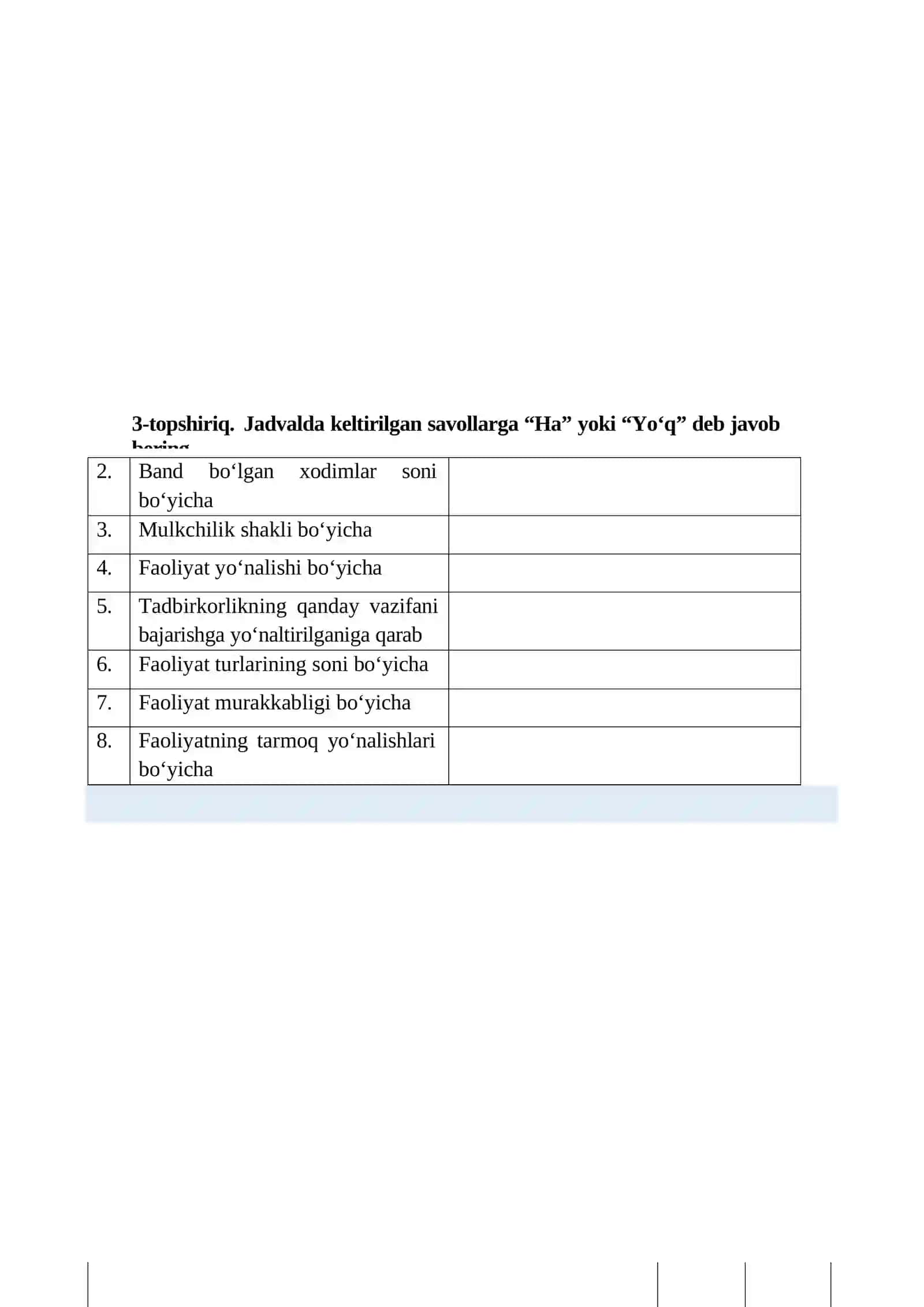 Tadbirkorlik faoliyatining turlari va shakllari 2