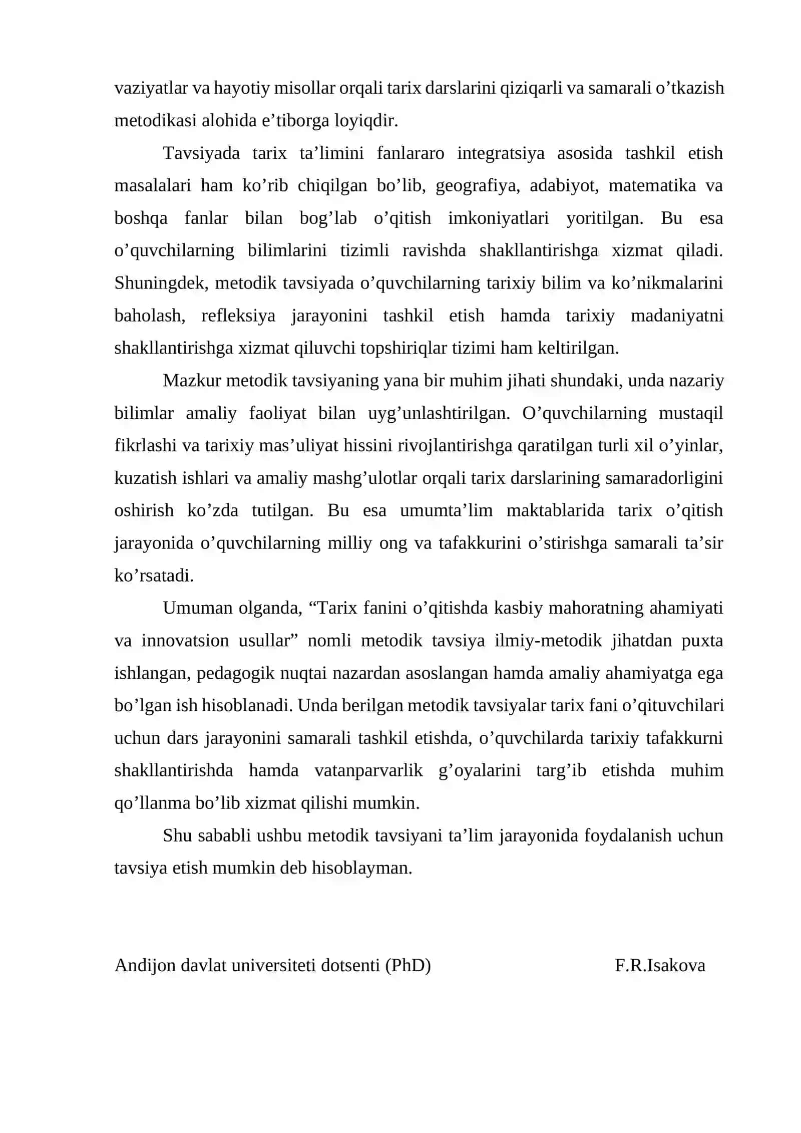 Tarix fanini o’qitishda kasbiy mahoratning ahamiyati va innovatsion usullar 2
