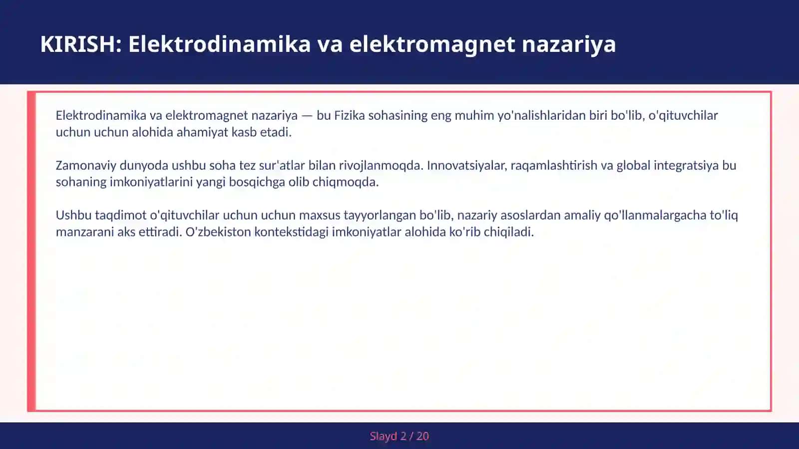Elektrodinamika va elektromagnet nazariya 2