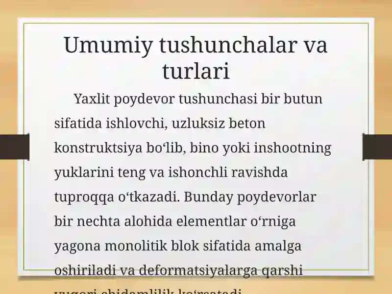 Yaxlit poydevor qurilmalari 2