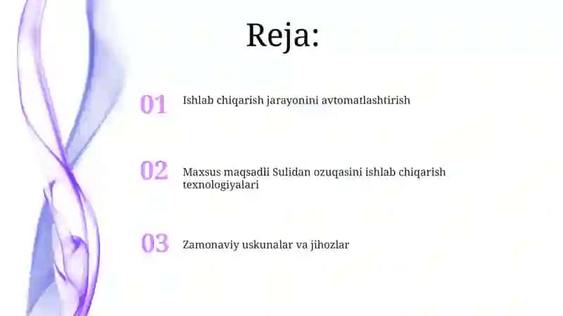 Maxsus maqsadli Sulidan yormalar ishlab chiqarish texnologiyasi 2