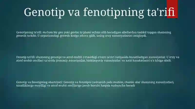 Shaxsni Òrganishda Genotipik Va Fenotipik Faktorlar 2
