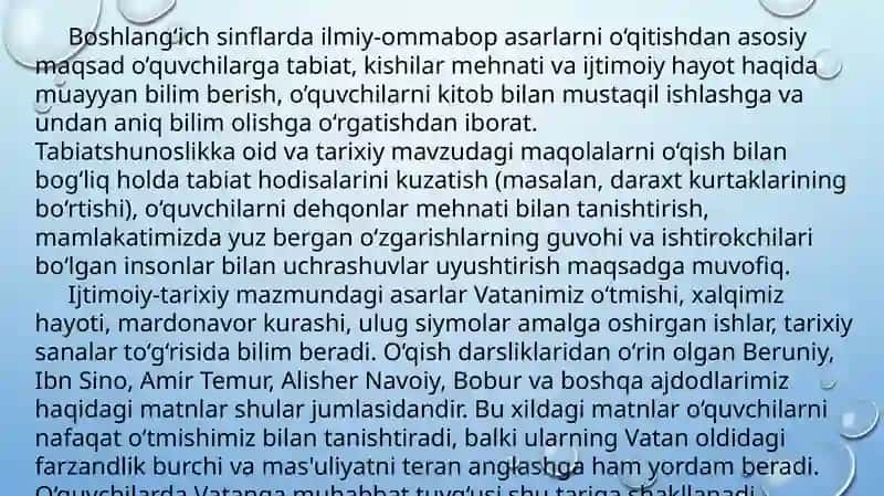 Ilmiy-ommabop janrga xos matnlar ustida ishlash 2