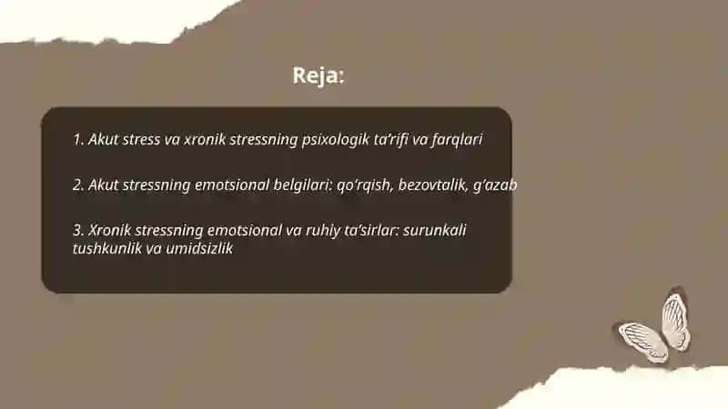 Akut va xronik stressning psixologik tavsifi 2