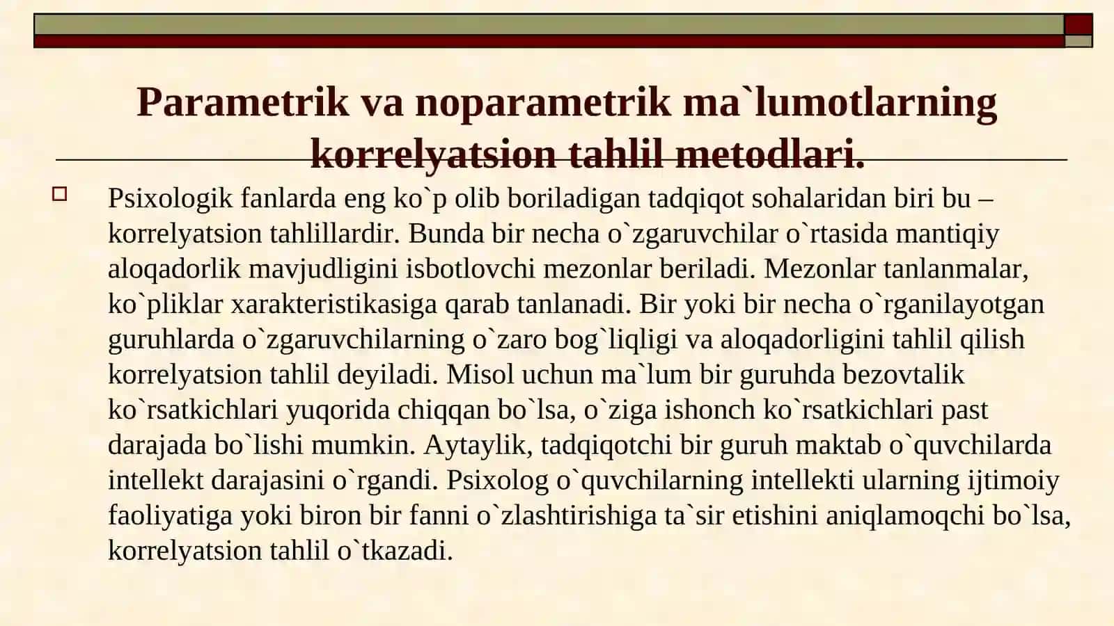 КОRRЕLYATSION TAHLIL MЕZОNLARI 2