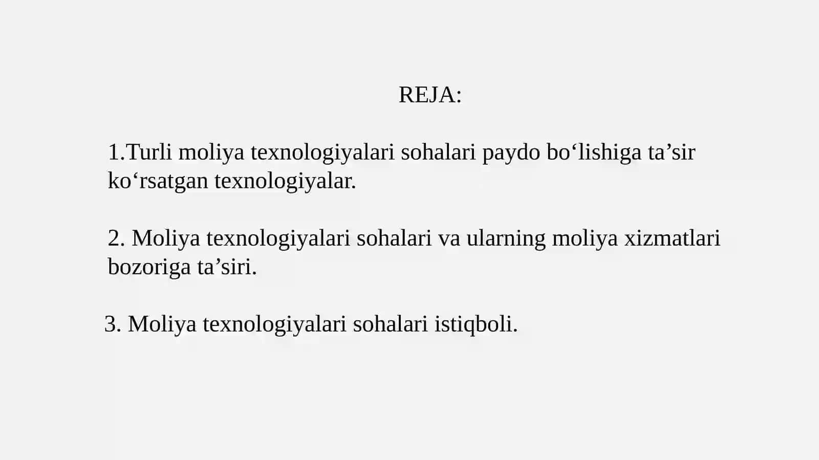 Moliyaviy texnologiya sohalari 2