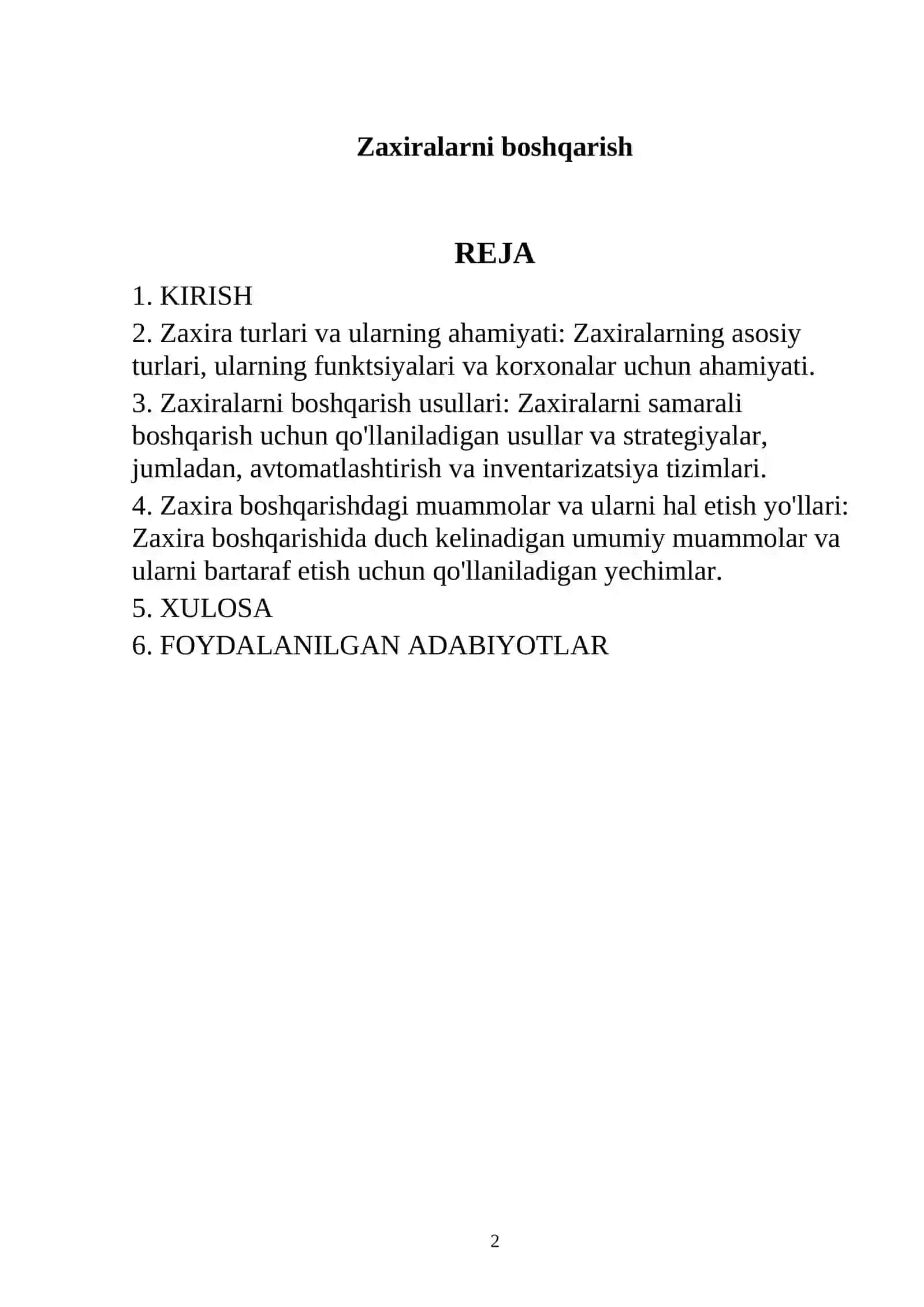 Zaxiralarni boshqarish 2