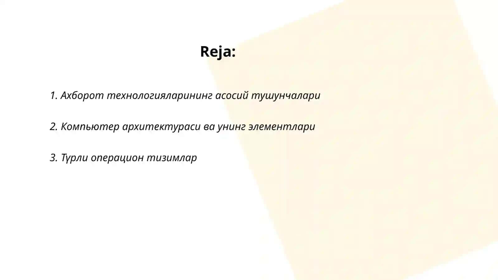 Ахборот технологиялар фанига кириш 2