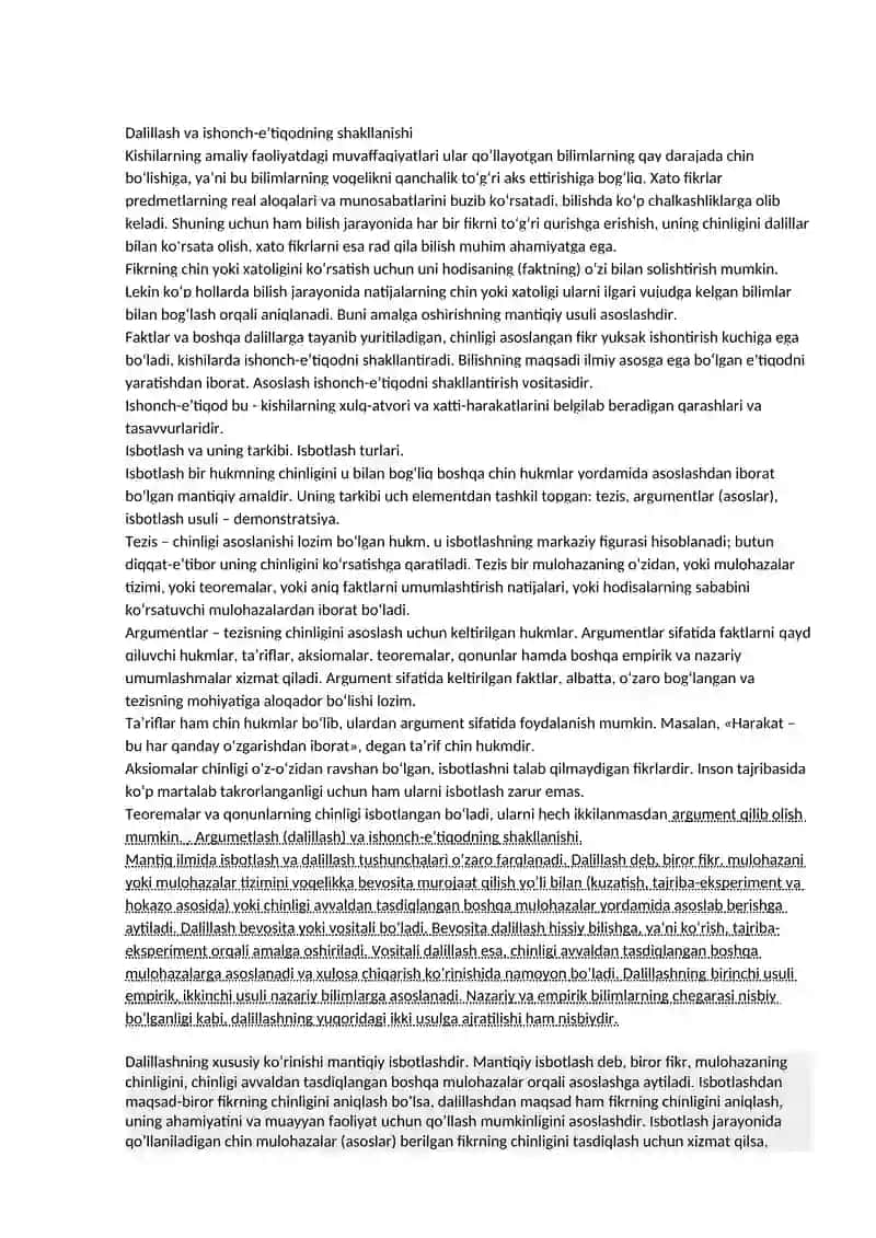 DALILLASH VA ISHONCH E’TİQODİNİNG ŞAKİLLANİSH JARAYONİ 2