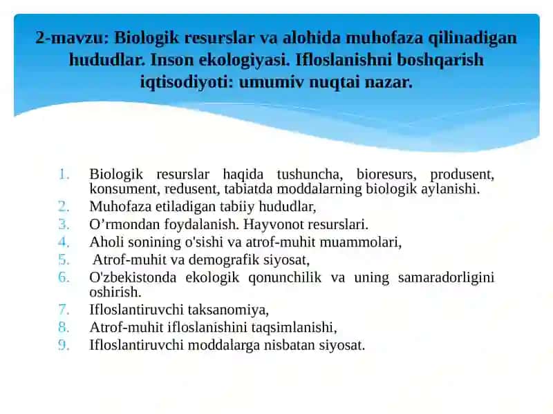 ATROF-MUHIT VA TABIIY RESURSLAR IQTISODIYOTI 2