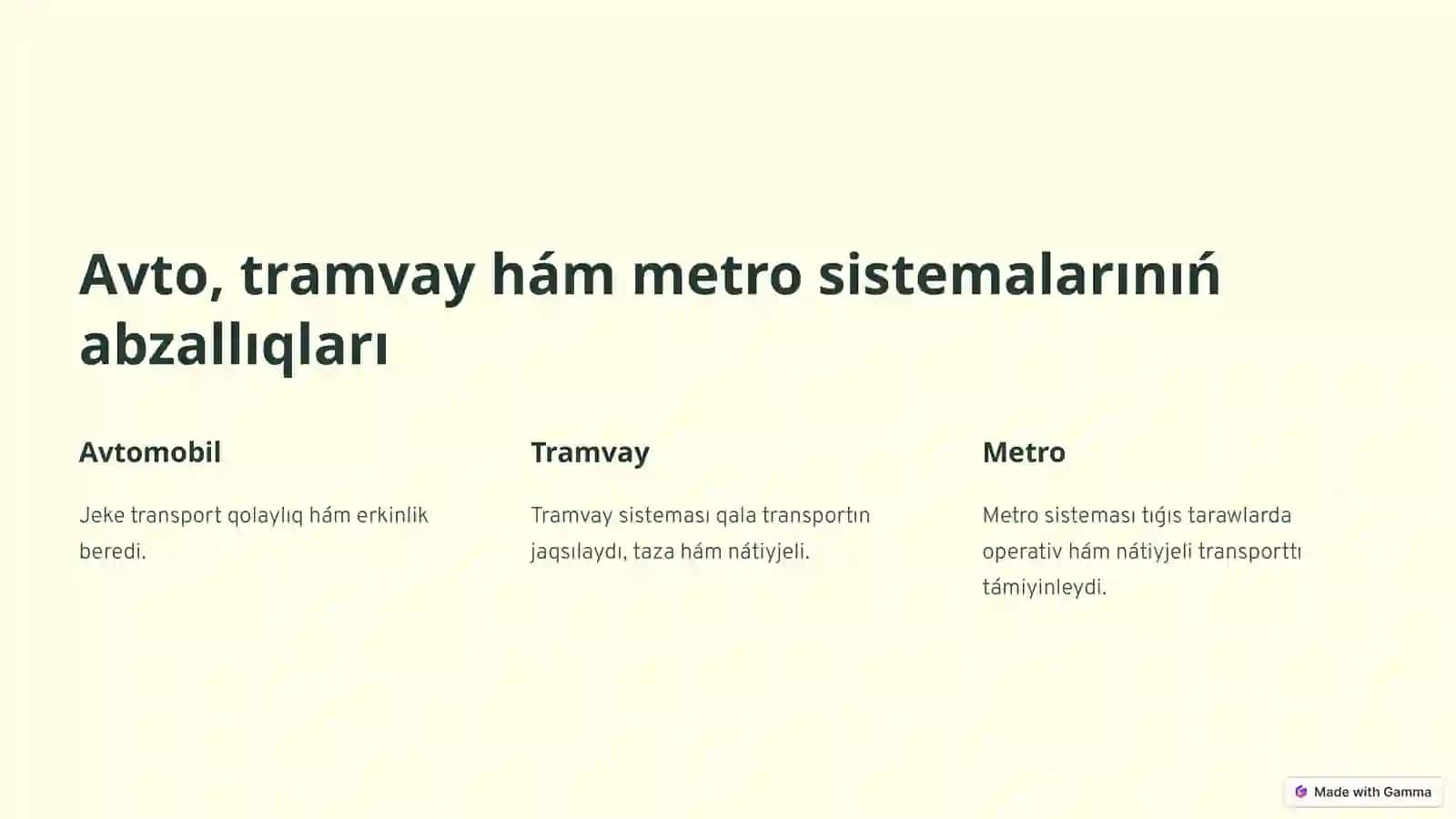 Transport hám qala qurılısı 2
