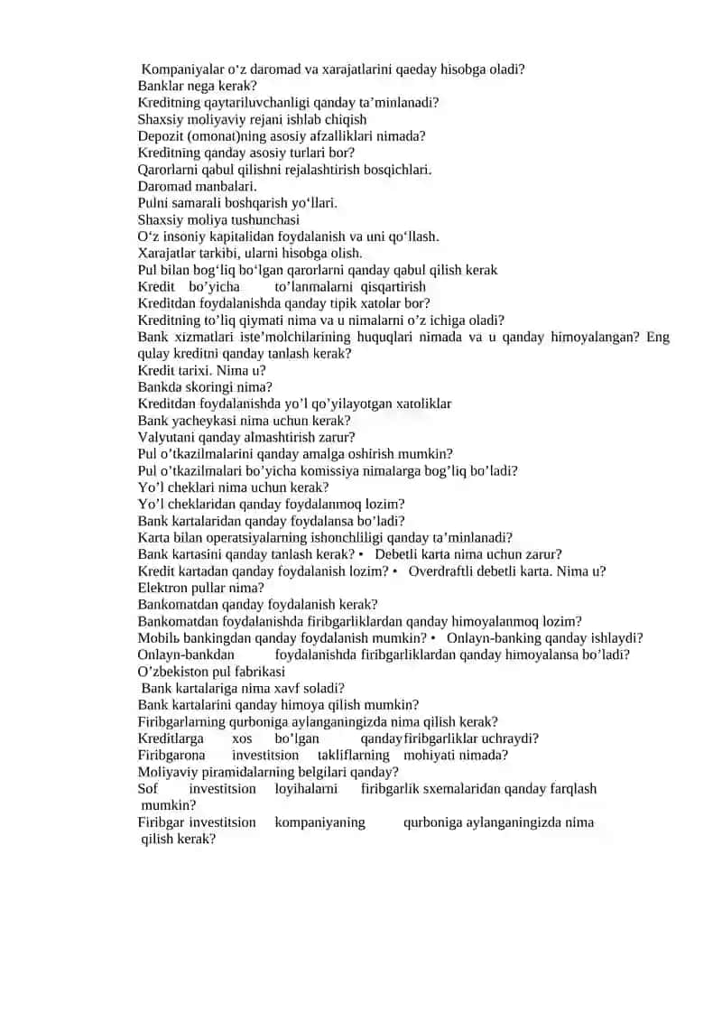 Moliyaviy savodxonlik asoslari 2