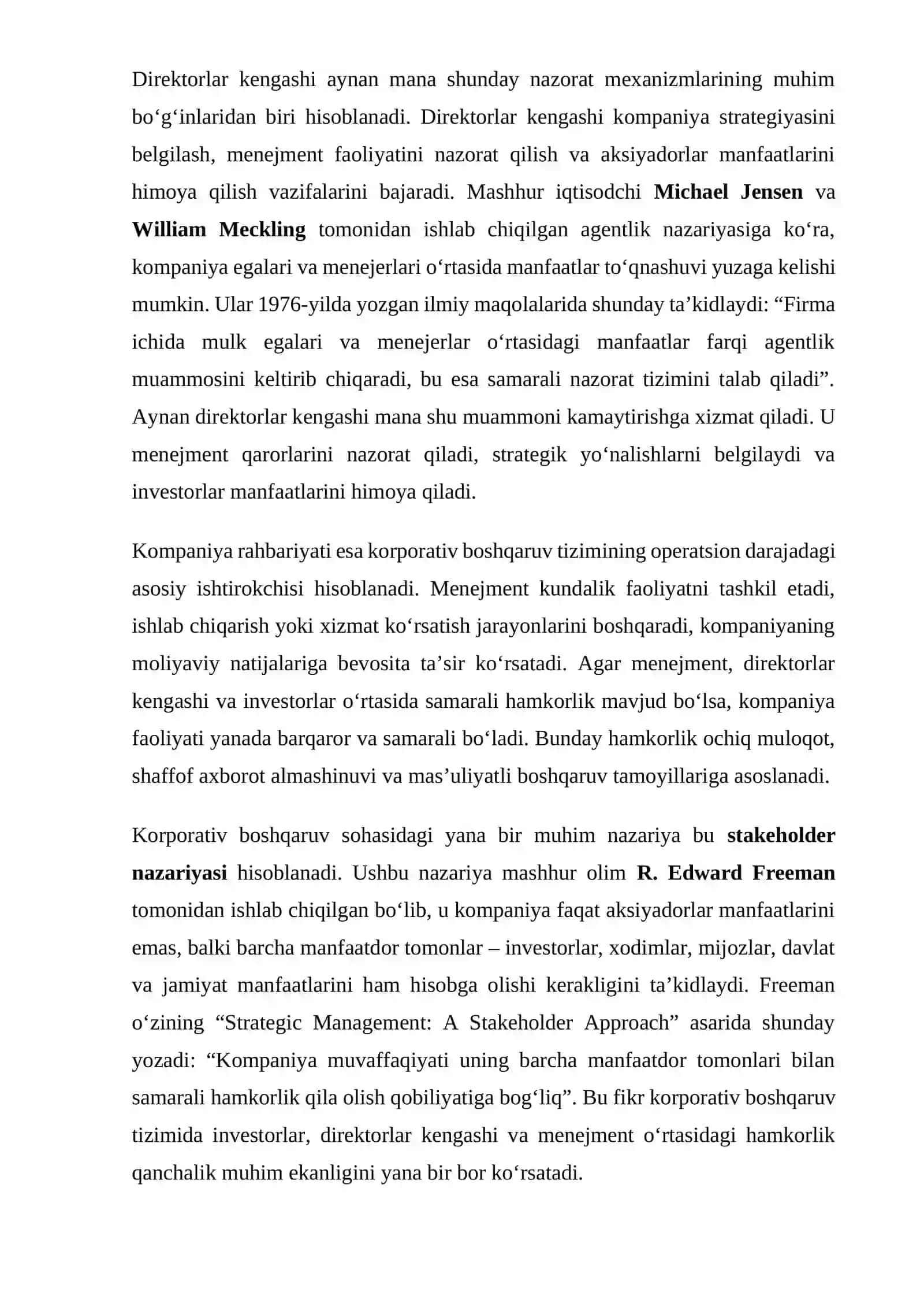 Korporativ boshqaruvda hamkorlik investorlar,kompaniyalar va direktorlar kengashi 2