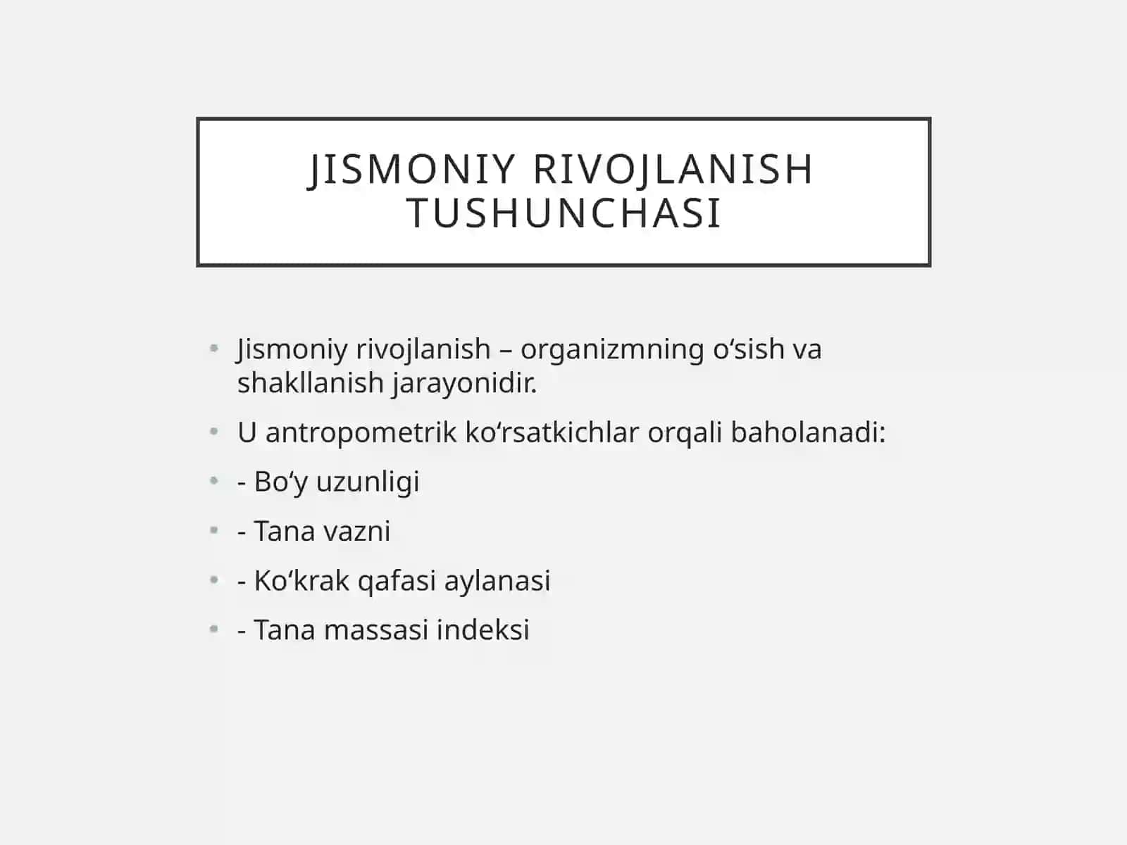 Bolalar va o‘smirlarni jismoniy rivojlanishini baholash usullari 2