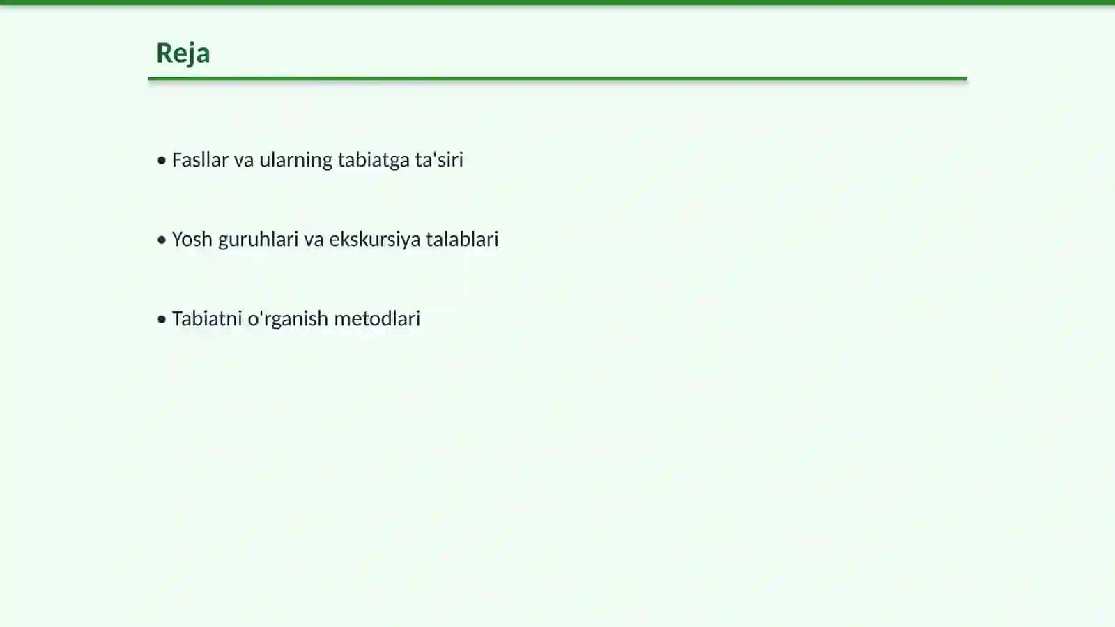 Turli fasllarda turli yosh guruhlarida tabiatga ekskursiyani loyihalashtirish 2