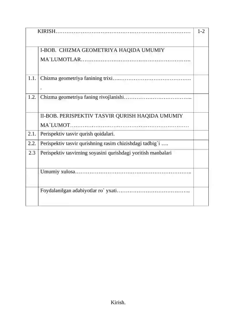 Perispektiv tasvir qurish qoidalarining rasim chizishdagi tadbig`i 2