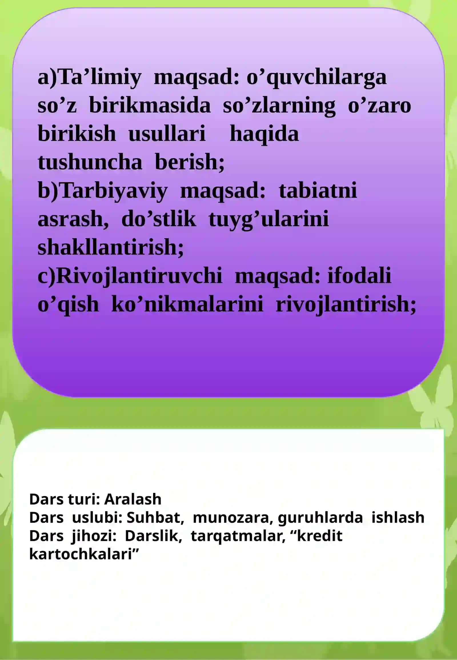 So’z birikmasidagi so’zlarning o’zaro birikish usullari 2