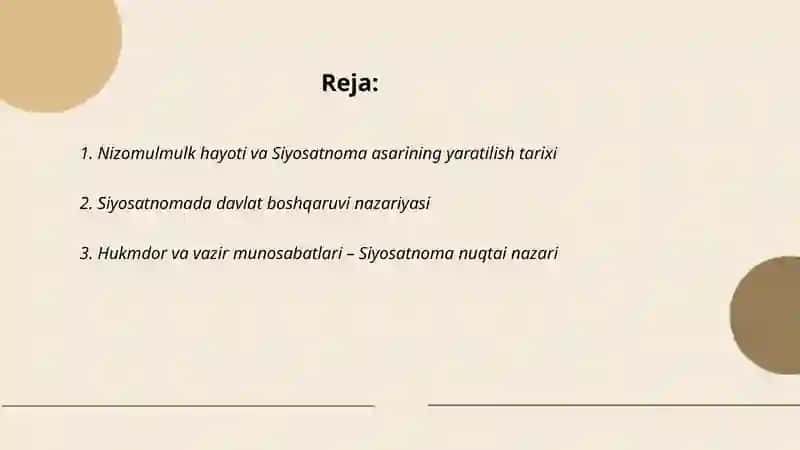 Nizomulmulk “Siyosatnoma” 2