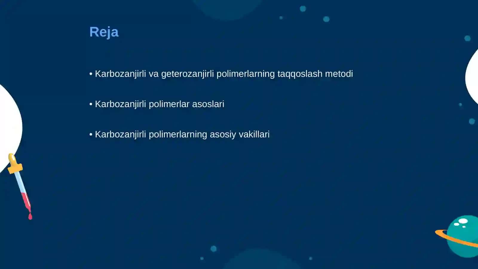 Karbozanjirli va geterozanjirli polimerlarning asosiy vakillari, olinishi va qollanilishi 2