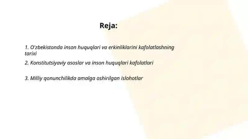 O'zbekistonda inson huquqlari va erkinliklarini kafolatlashning tarixi 2