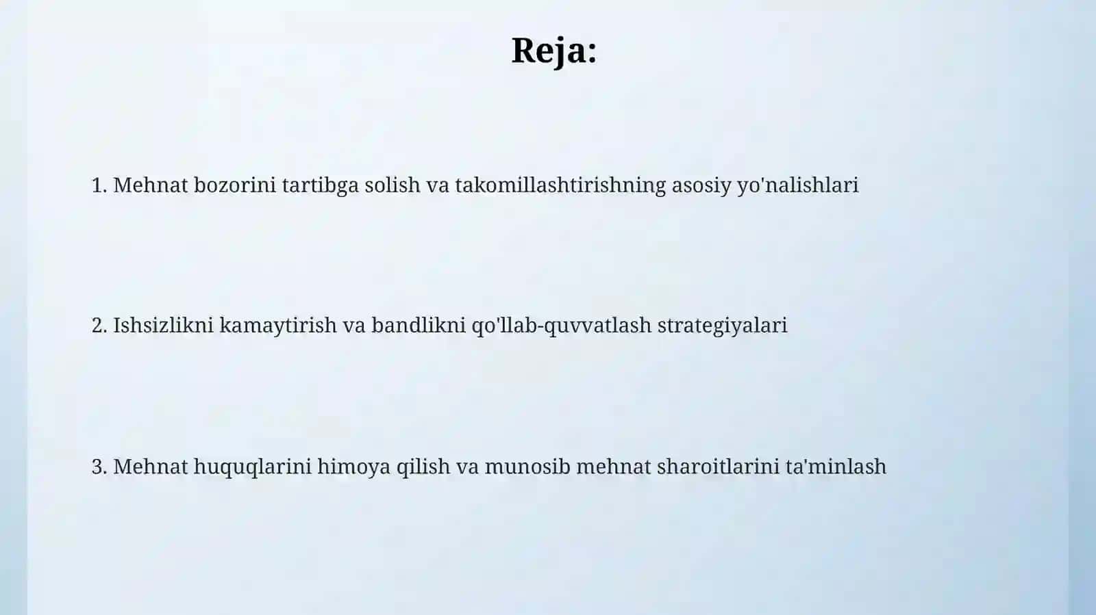Mehnat bozorini tartibga solish va uni takomillashtirish yo'llari 2