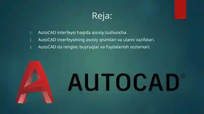 Auto CAD dasturi interfeysi 2
