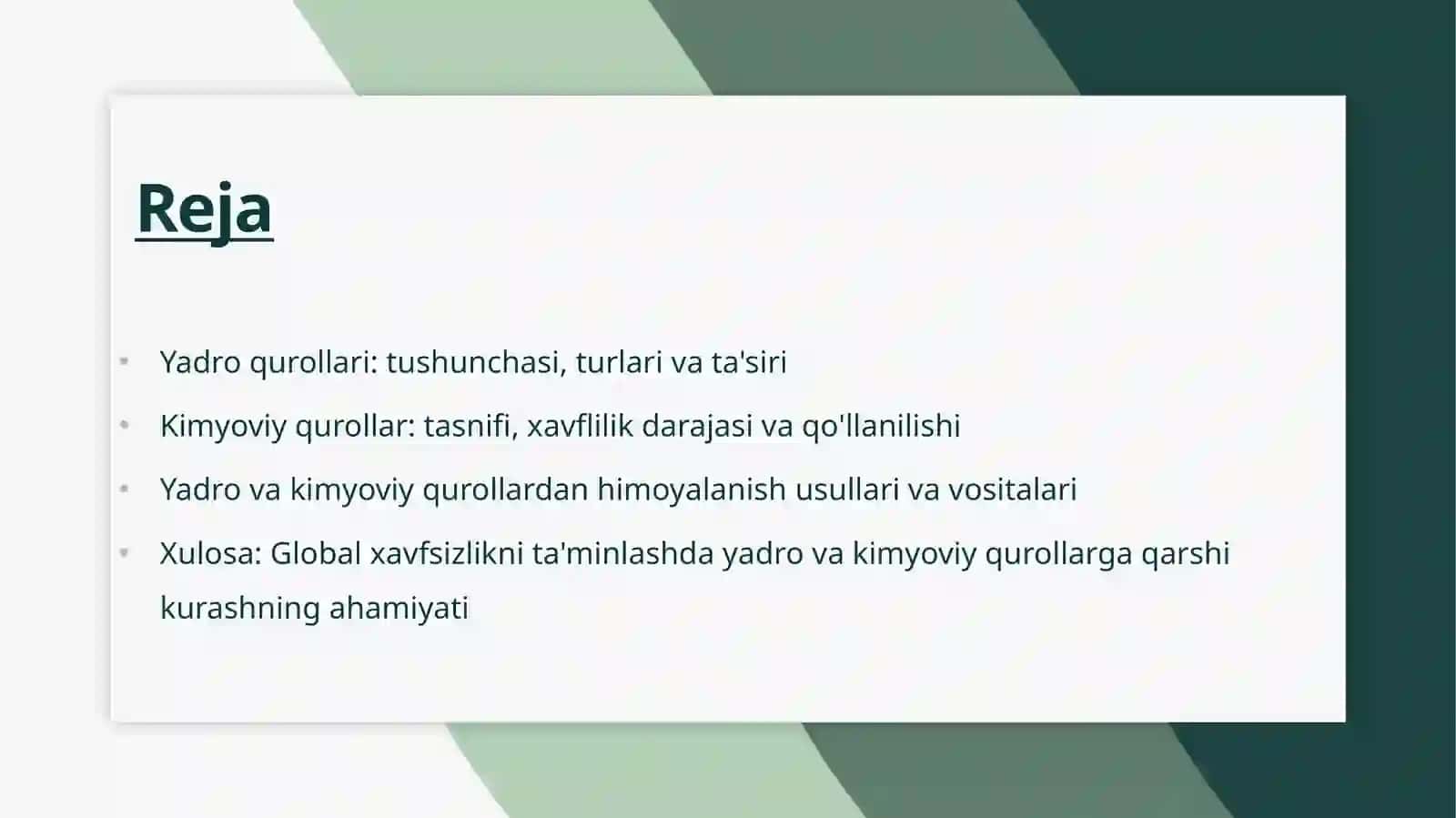 Yadro va kimyoviy qirgʻin qurollari va ulardan himoyalanish 2