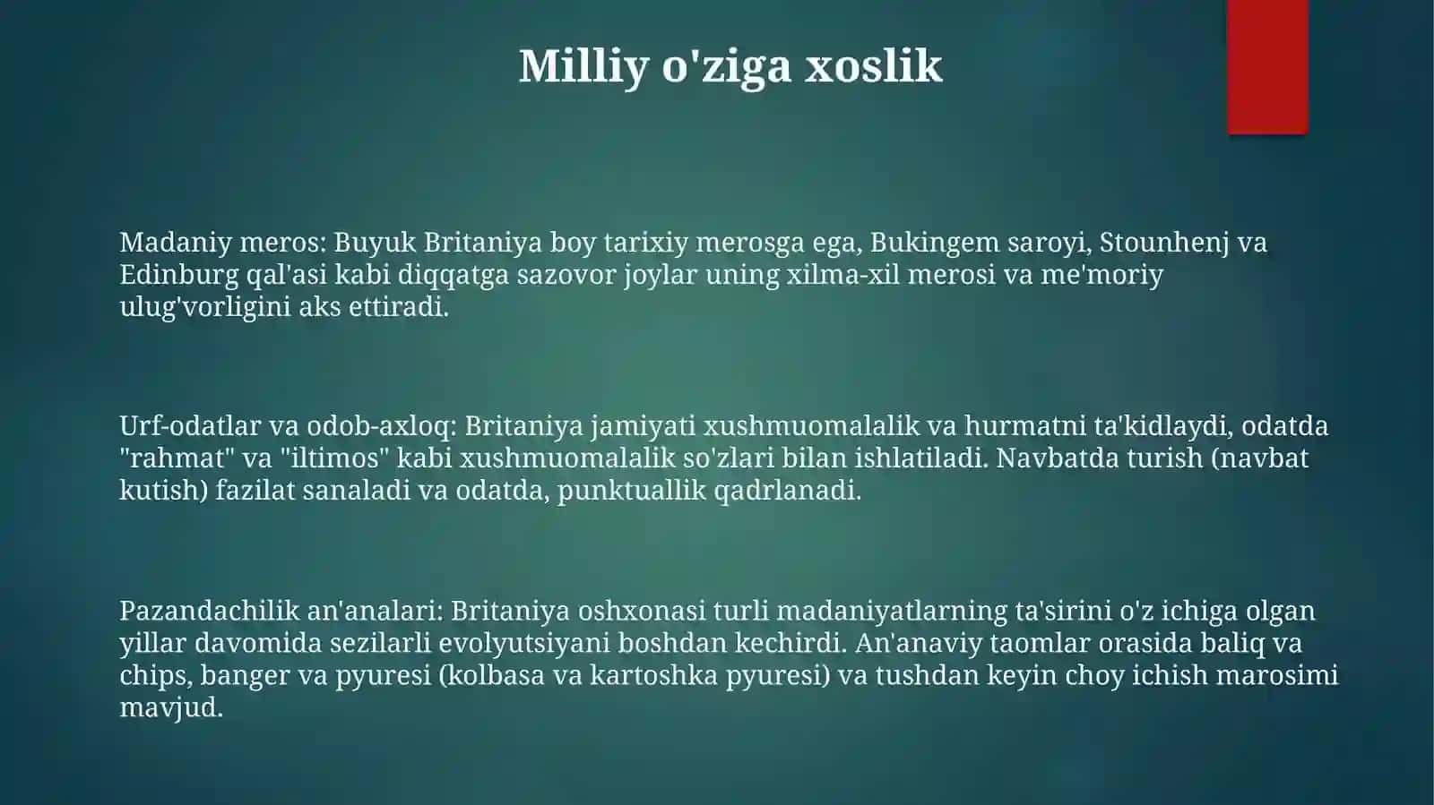 Urf-odatlar va odob-axloq Britaniyada 2