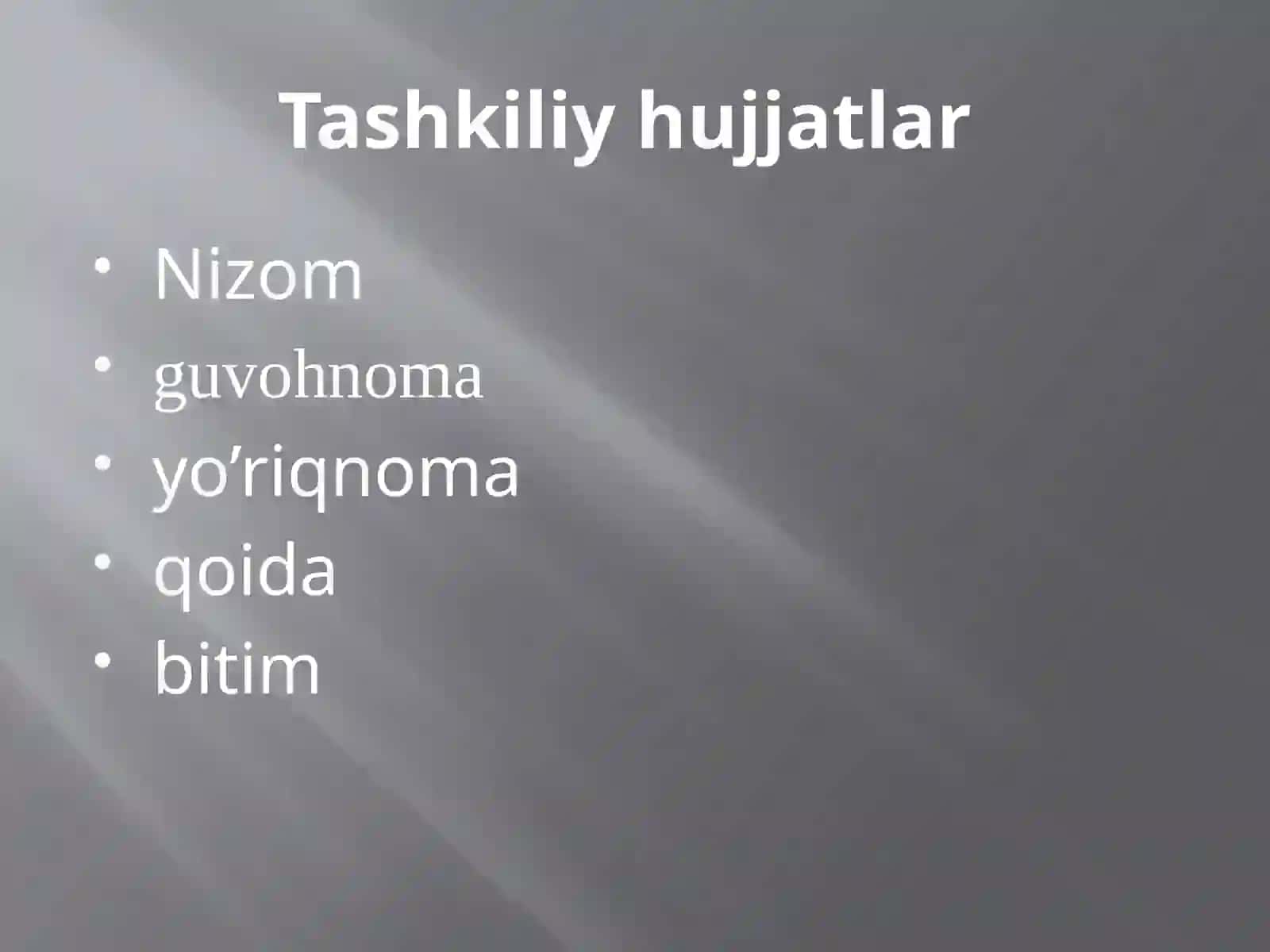 Tashkiliy-farmoyishli hujjatlar 2