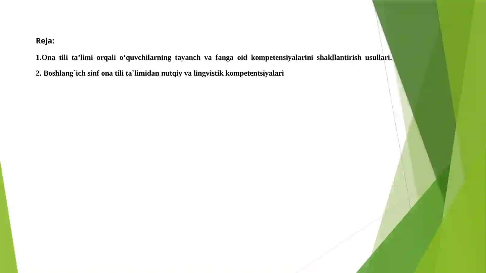 Boshlang`ich sinf ona tili ta`limidan nutqiy va lingvistik kompetentsiyalarni shakllantirish metodikasi 2