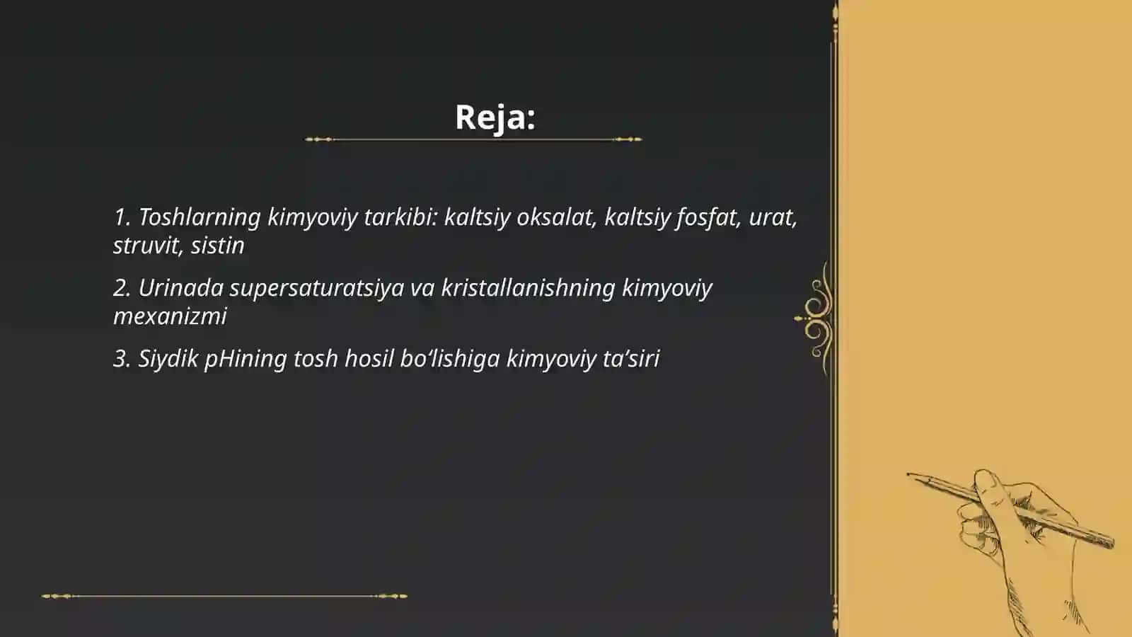 Tosh kasaliklarining kimyoviy asoslari 2