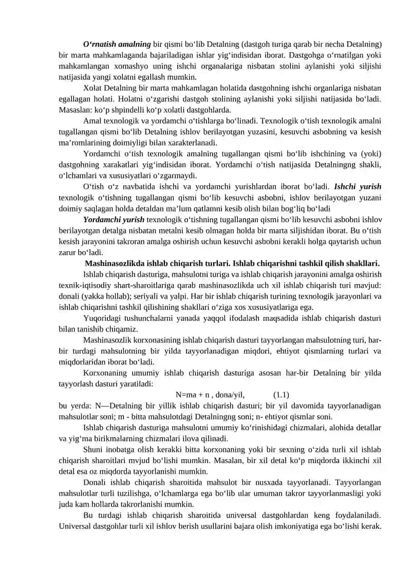 Mashinasozlikda ishlab chiqarish texnologiyasi asoslari 2