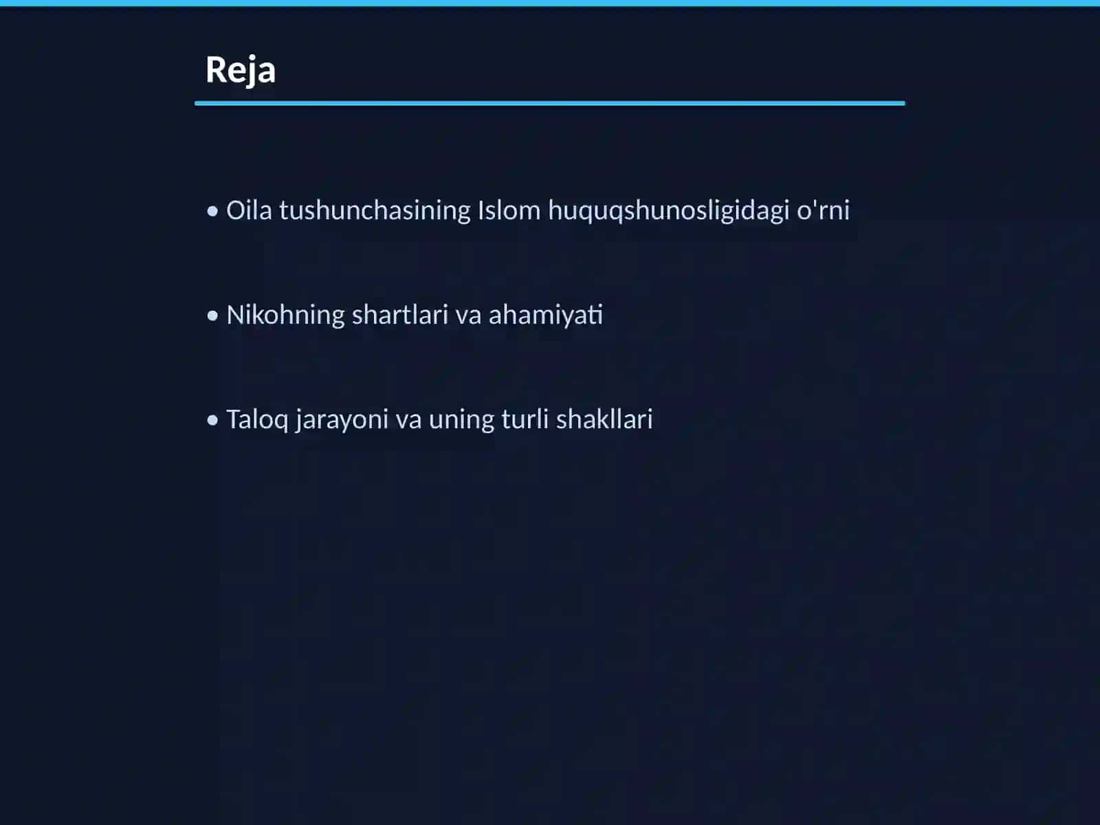 Islom huquqshunosligida oila, nikoh, taloq, idda, zihor tushunchalarini ta'riflash 2