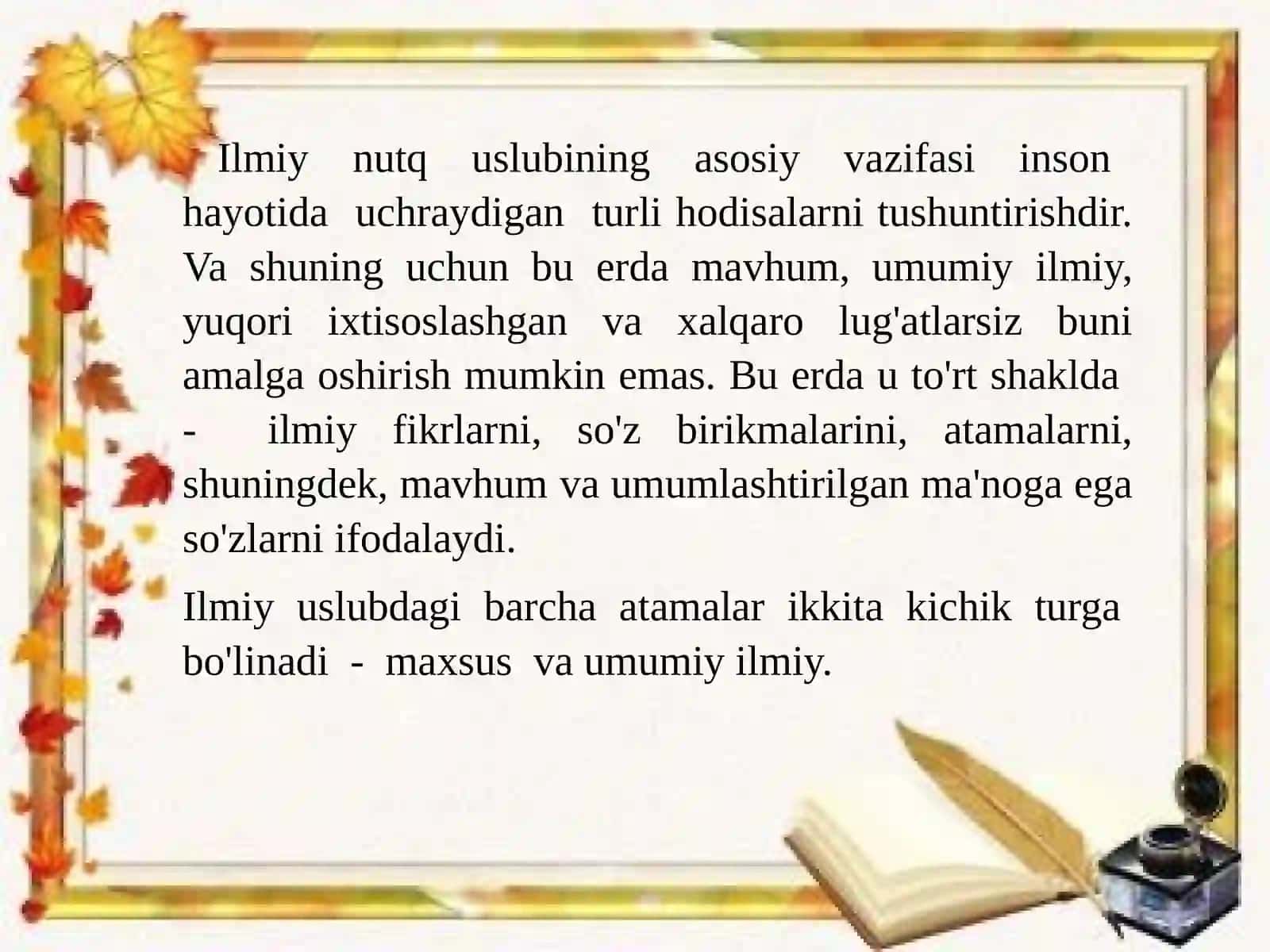 9-mavzu:Ilmiy uslubning leksik xususiyatlari 2