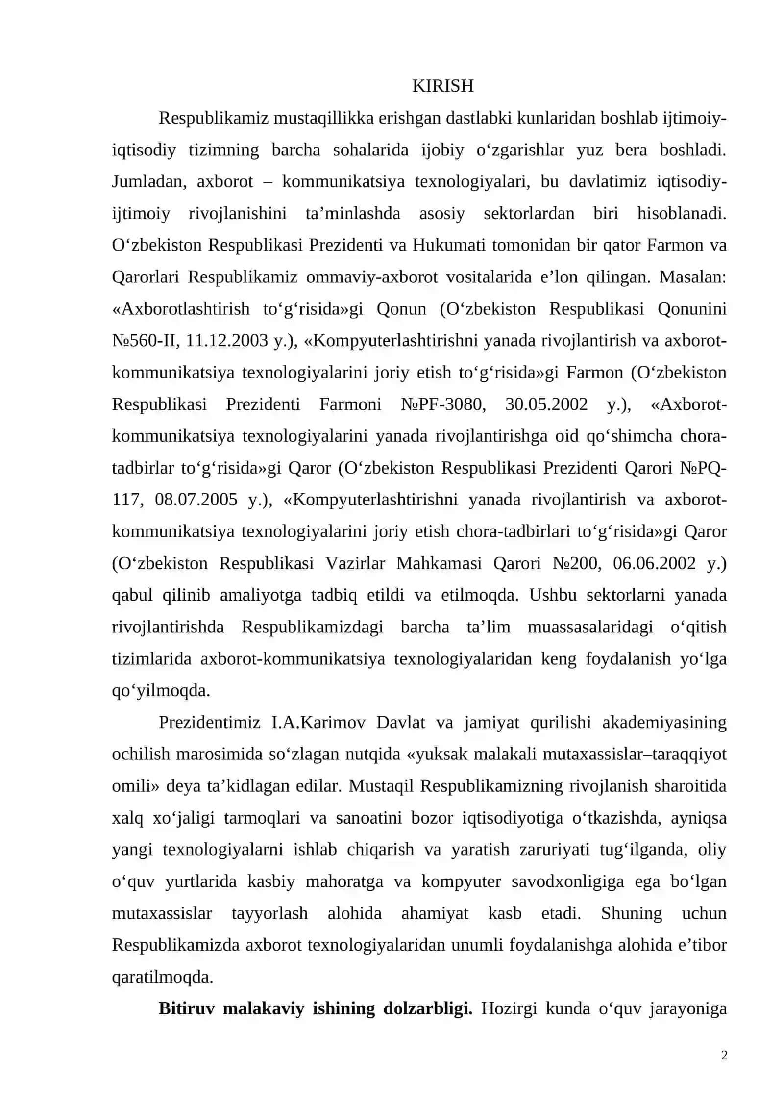 Virtual 3D universitet muhitida oʻquv jarayonini tashkillashtirish 2