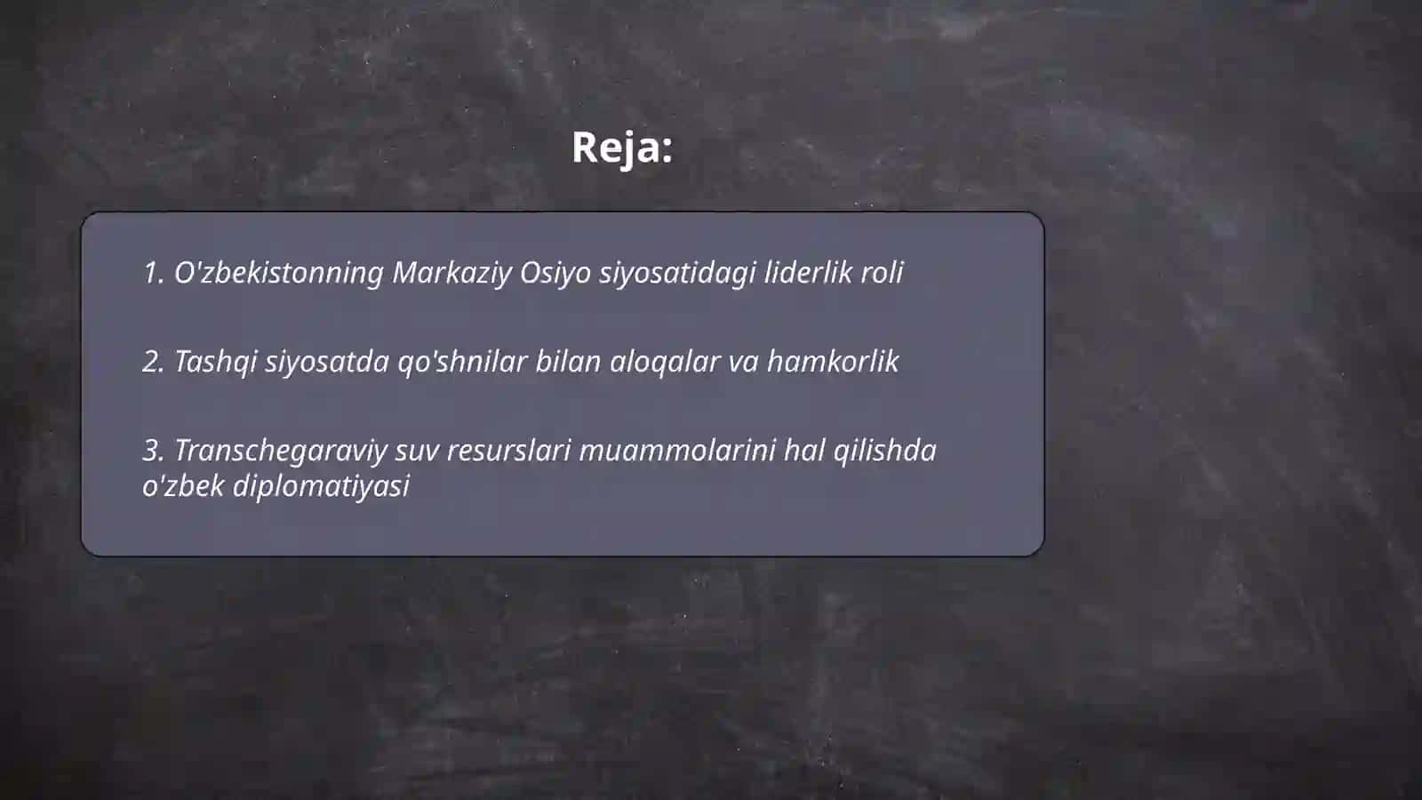 O'zbekistonning Markaziy Osiyoda tinchlik va barqarorlikni ta'minlashdagi o'rni Norqulov Bekshod 2