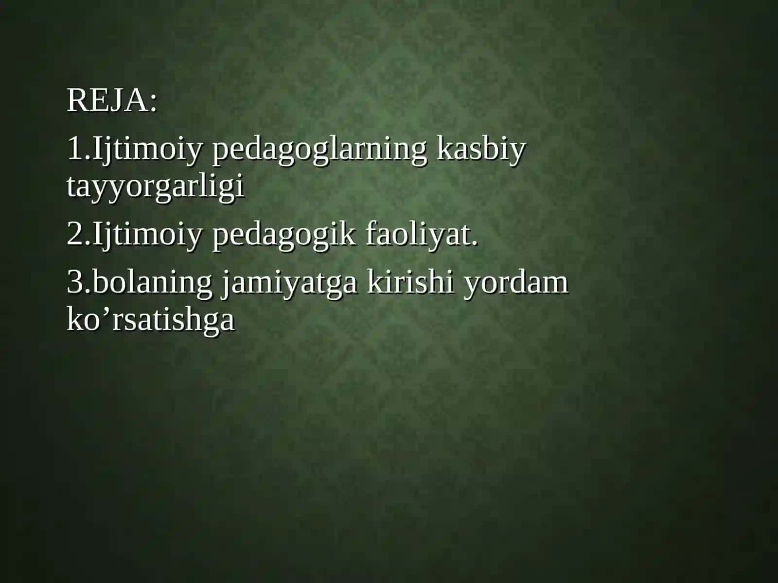 GURUH TALABASI RAMANBERDIYEVA MUNISANING YUNOGOGIKA FANIDA TAYYORLAGAN TAQDIMOTI 2
