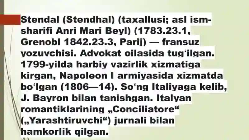 Stendal hayoti va ijodi 2