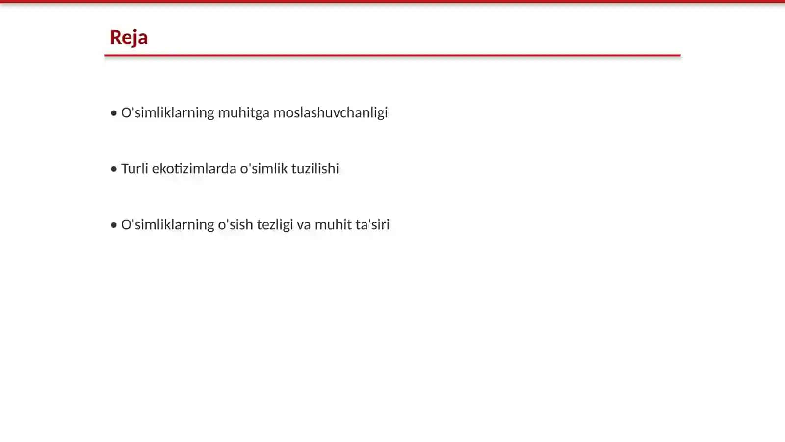 Turli muhit sharoitida o'sgan o'simliklarning tuzzulishini taqqoslash 2