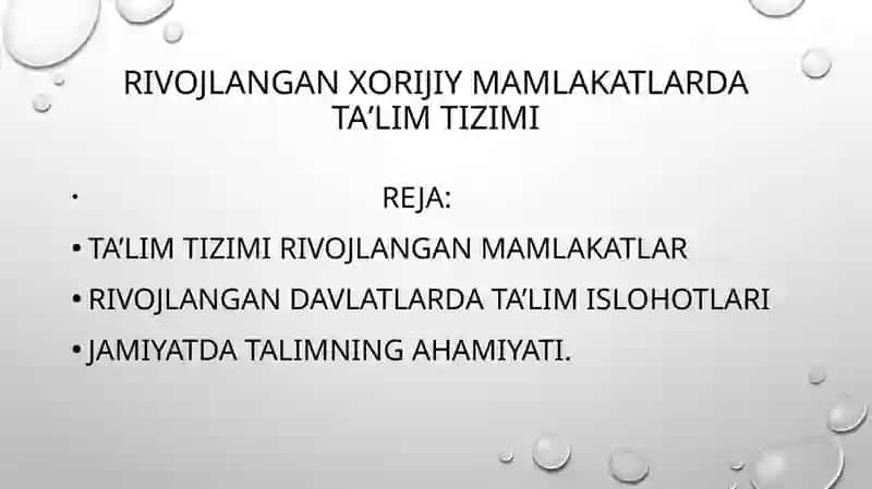 Umumiy pedogogika Rivojlangan xorijiy Mamlakatlarda taʼlim tizimi 2