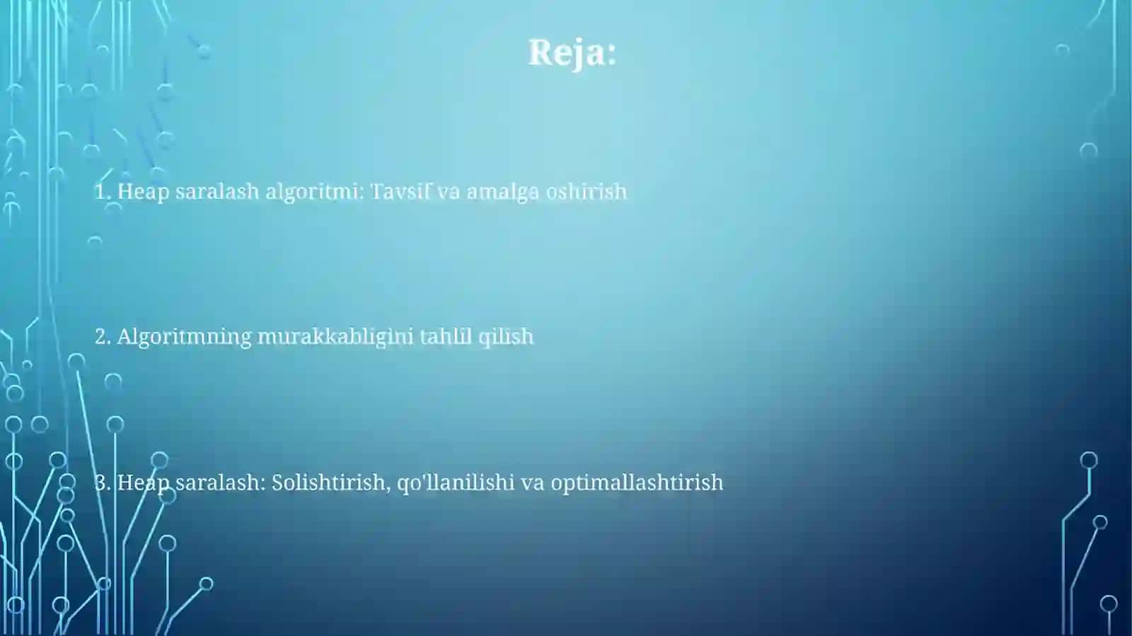 Piramidalisaralash algoritmi va uning algoritmik murakkabligini tahlil qilish 2