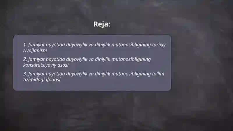 Jamiyat hayotida duyoviylik va diniylik mutanosibligi 2