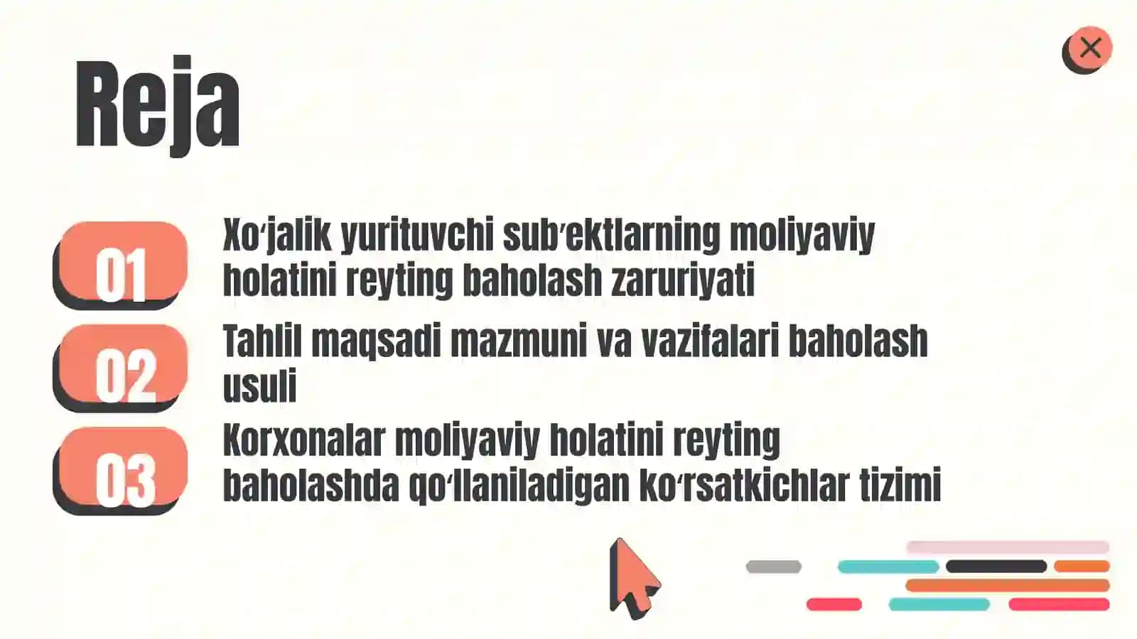 Korxonalar moliyaviy holatini reyting baholash va tahlil qilish 2