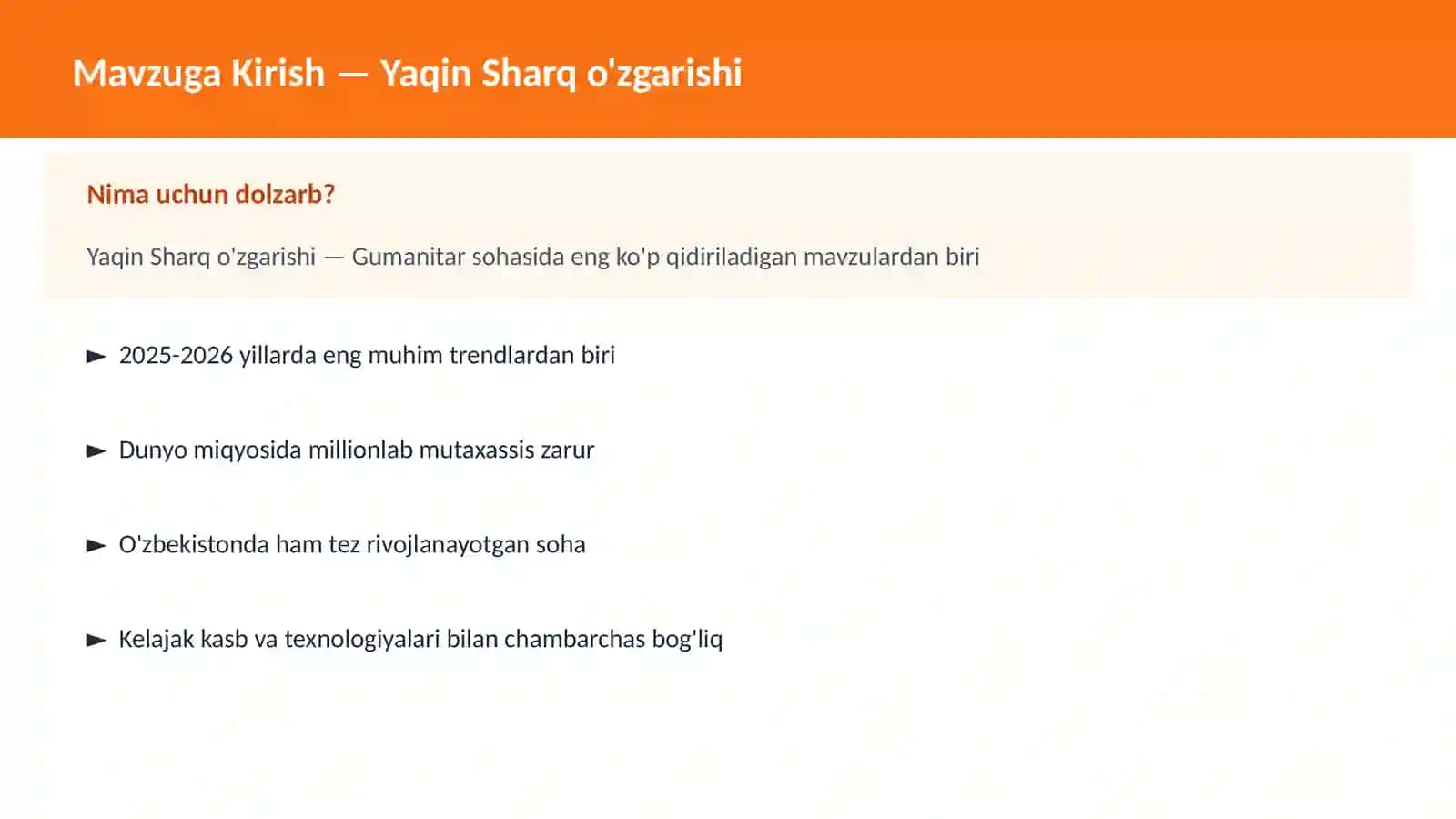 Yaqin Sharq o'zgarishi 2