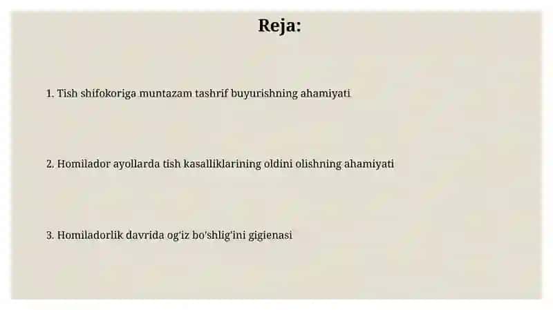 Homilador ayollarda stomatologik kasallilar prafilaktikasi 2