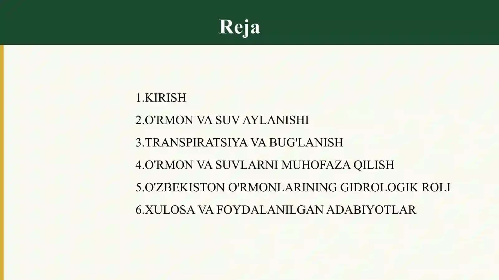 O'RMONNING GIDROLOGIK AHAMIYATI 2