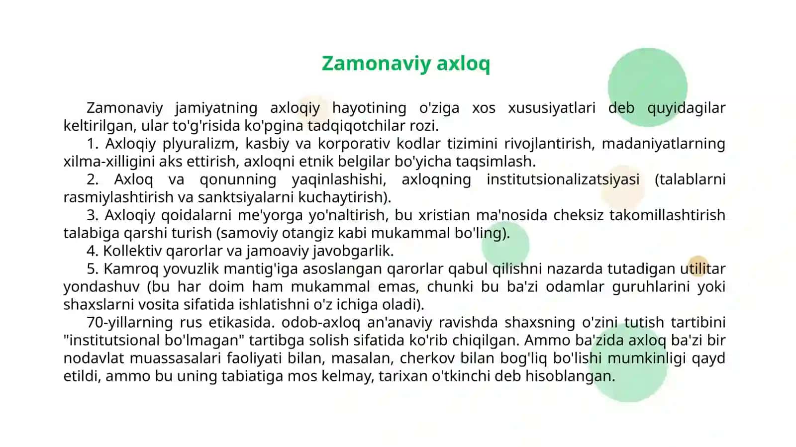 Zamonaviy axloqiy tarbiyaning yutuqlari va kamchiliklari 2